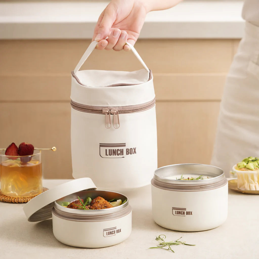 Edelstahl-Lunchbox-Set mit Thermo-Tragetasche