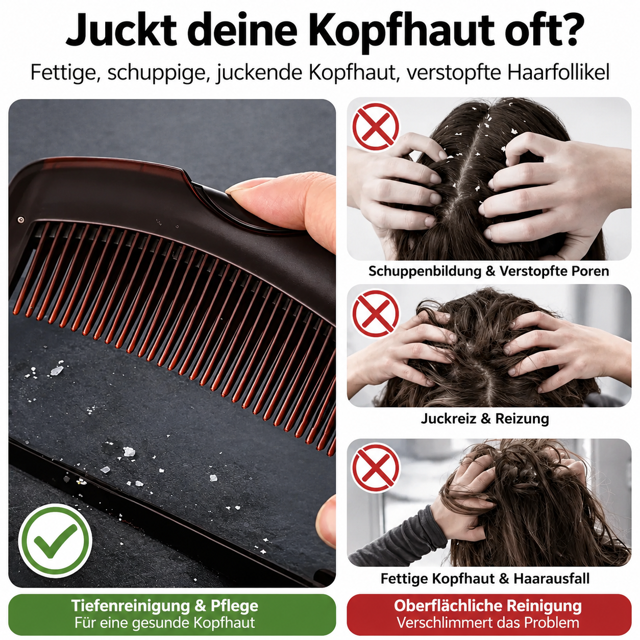 Ergonomische Silikon-Haarwaschbürste