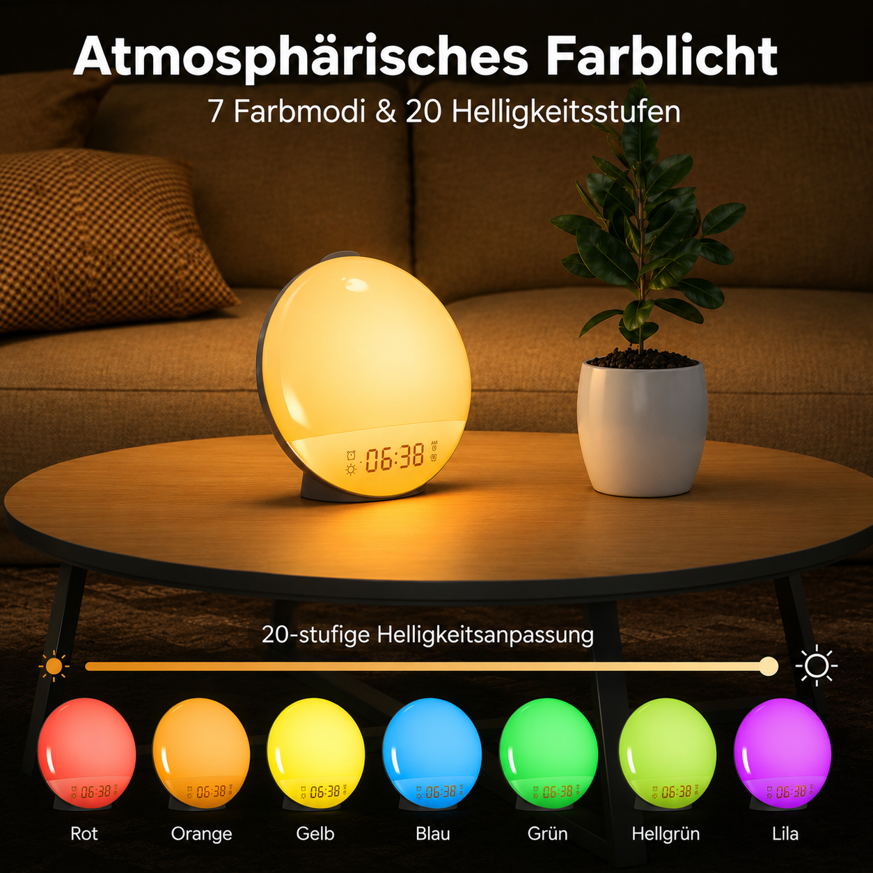 Digitaler LED-Lichtwecker mit App-Steuerung und Ladefunktion