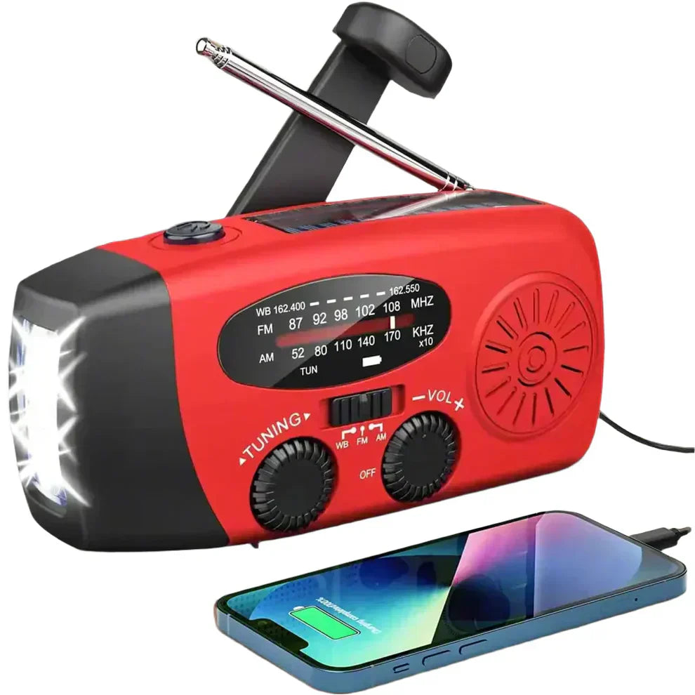Kurbelradio mit Solarpanel und Powerbank-Funktion